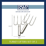 RSVP International Endurance Stainless Steel Roast Lifters, Set of 2, 10.5 Inch