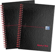 Oxford Black n' Red, A5 Notebook Hardcover, Wirebound, Lined, Pack of 2