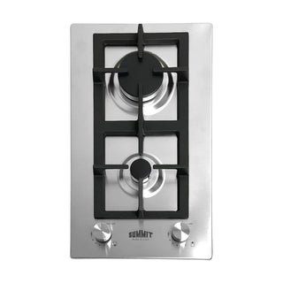 Summit 12" 2 Burner Gas Cooktop by Summit Appliance – 12 inches, Stainless Steel, Model GCJ2SS