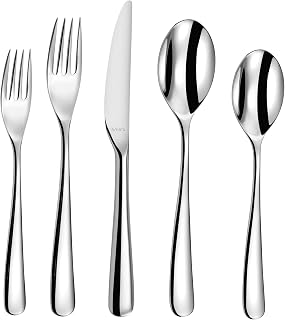 Amefa Opus 20 Piece Flatware Set - 18/10 Polished Stainless Steel Silverware Set, Knives Forks Spoons - Dinnerware Utensils