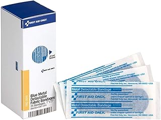 First Aid Only FAE-3010 SmartCompliance Refill Blue Metal Detectable Bandages, 1 x 3 Inch, 25 Count