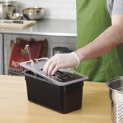 Third-Size Clear Polycarbonate Notched Food Pan Cover w/Handle - 12 4/5" L x 6 15/16" W by HUBERT – Polycarbonate (PC), Clear, Model 107018