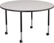 Learniture Round Structure Series Mobile Collaborative Adjustable Height Table, Gray Top/Black Edge/Black Leg