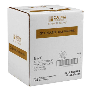Gold Label Beef Liquid Stock Concentrate by Custom Culinary – 2 pound, Pack of 6