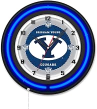 Holland Bar Stool Clk19BKBrigYn NCAA 19 in. Dia. Brigham Young University Double Neon Wall Clock Black