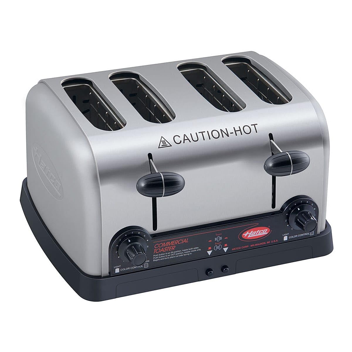 4-Slot Pop-Up Toaster | Electric Bread Bagel Warmer with Removable Crumb Tray | 1-1/4" Wide Self-Centering Compartments | 220 Slices/Hour | 13.63"W x 8.13"H x 12.38"D | Stainless