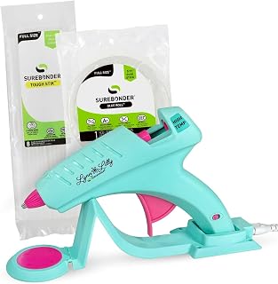 Surebonder Lynn Lilly Edition Cordless/Corded Full Size Hot Glue Gun Kit with All Purpose Hot Glue Roll and Tough High Strength Glue Sticks - Blue