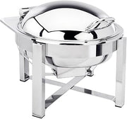 Eastern Tabletop 3948S Induction Chafer - 6 Quart, Round, Stainless Steel with Hinged Dome Cover Lid Chafing Dish - Attractive Design, Perfect for Weddings, Parties, and Buffets