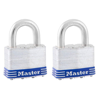 Outdoor Padlock with Key by Master Lock – 2 Pack, Alloy Steel, Silver, Pack of 2