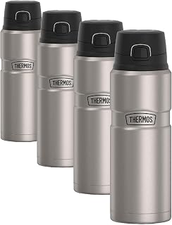 THERMOS Stainless King Vacuum-Insulated Drink Bottle, 24 Ounce, Matte Steel (Pack of 4)