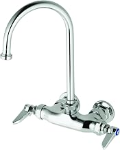 T&S Brass B-0346 Wall-Mount Double Pantry Faucet with 3-3/8-Inch Centers, Swivel Gooseneck and Lever Handles