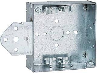 RACO 225 Square Box with B-Style Bracket, 1-1/2-Inch Depth, Non-Metallic Cable, 1/2-Inch Knock-Out, 4-Inch (Pack of 25)