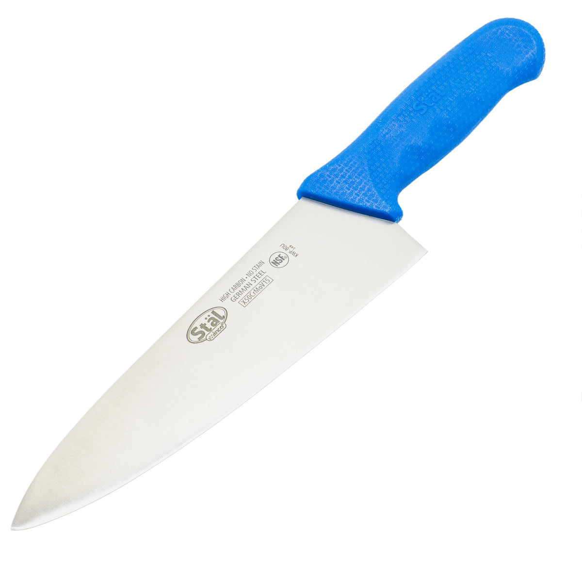 8" Blue Chef's Commercial-Grade Knife by Winco – 8", Stainless Steel, Blue, Model KWP-80U