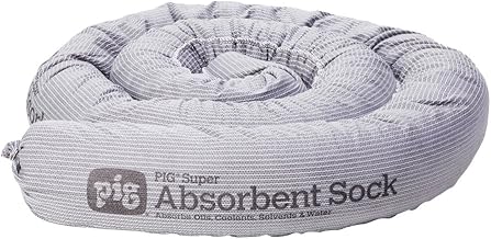 New Pig PIG214 Polypropylene Skin Super Absorbent Sock, 2 Gallon Absorbency, 3-1/4" Diameter x 7' Length, Gray (Box of 12)