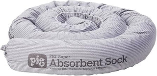 New Pig PIG214 Polypropylene Skin Super Absorbent Sock, 2 Gallon Absorbency, 3-1/4" Diameter x 7' Length, Gray (Box of 12)