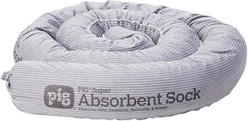 New Pig PIG214 Polypropylene Skin Super Absorbent Sock, 2 Gallon Absorbency, 3-1/4" Diameter x 7' Length, Gray (Box of 12)