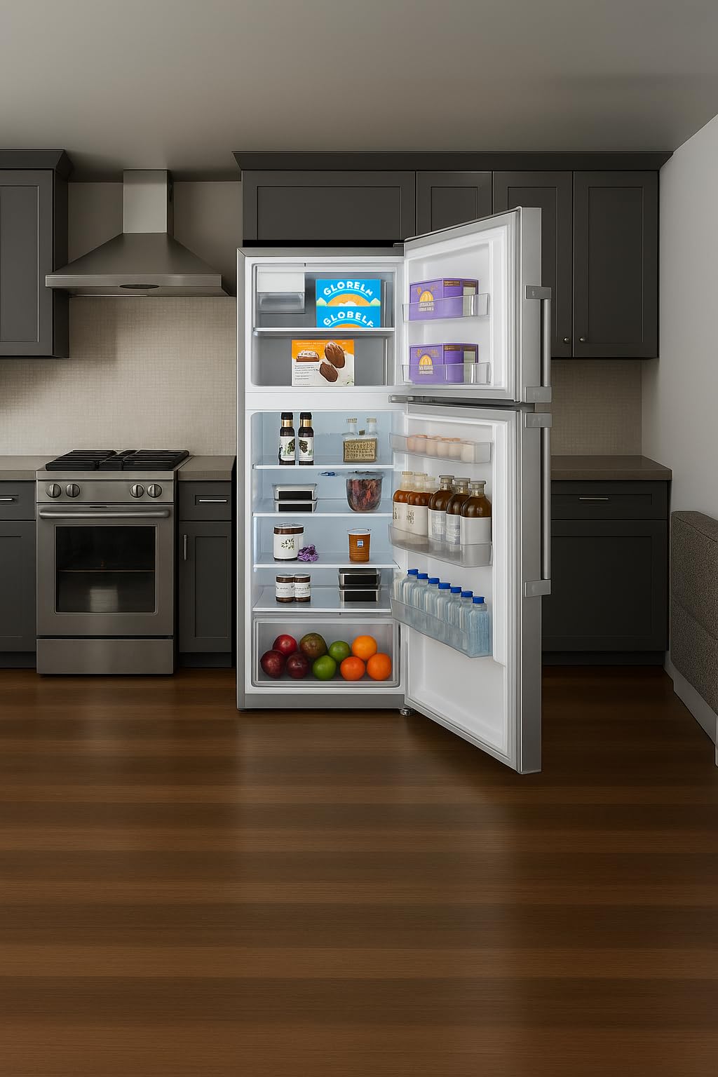 Summit 28" Refrigerator Freezer With Icemaker by Summit Appliance – 28", 14.0 cubic_feet, Stainless Steel, Model FF1514SSIMLHD