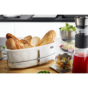 Bread Basket by GEFU – 22 x 22 x 11.5 cm, Stainless Steel, Silver/white, Model 33661