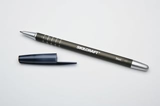 AbilityOne 7520013576844 - Rubberized/Refillable Ballpoint Pen - Medium Point - Black Ink - 12 units
