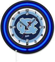 Holland Bar Stool Clk19BKNorCar NCAA 19 in. Dia. University of North Carolina Double Neon Wall Clock Black
