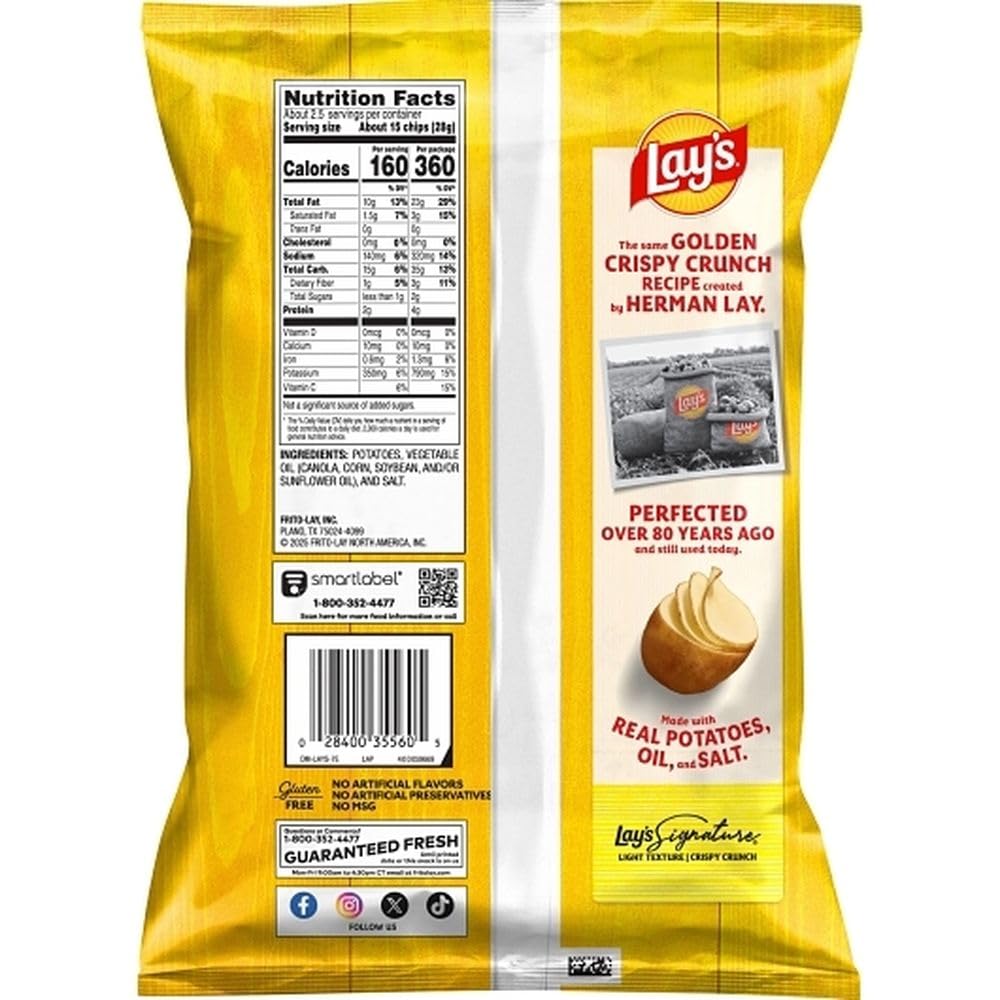 Lays Classic Potato Chips by Lay's – 2.25 Ounce (Pack of 24), Pack of 24