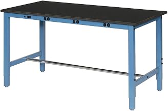 Global Industrial 60" W x 30" D Adjustable Height Workbench, Power Apron, 1-5/8" Thick Phenolic Resin Safety Edge, Blue