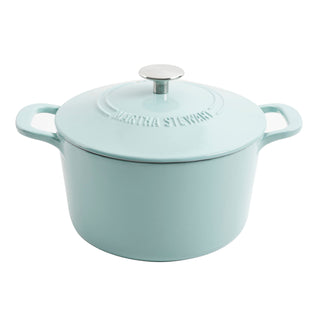 Martha Stewart Gatwick Enameled Cast Iron Dutch Oven, 7 Quart Capacity, Martha Blue