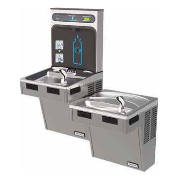 Bi-Level HydroBoost Water Refilling Station W/Filter by Halsey Taylor – 300 Stainless Steel, Light Gray, Model HTHB-HAC8BLPV-WF