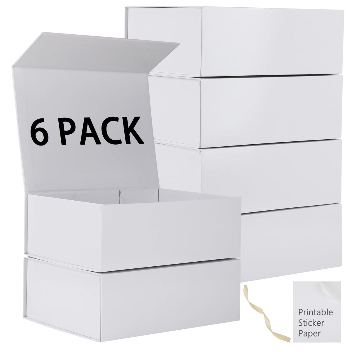 Mumupack Cardboard Gift Boxes, 12x8x4.5 Inches, White 6 Pack