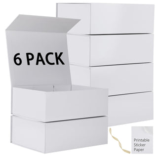 Mumupack Cardboard Gift Boxes, 12x8x4.5 Inches, White 6 Pack