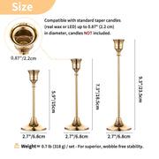 Nuptio Candlestick Holders Set, Gold Metal, 6 Piece Assorted Heights
