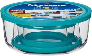 Bormioli Rocco Round Storage Bowls With Blue Lids, 4 CT