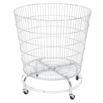 Dump Bin Round Chrome Wire - 29 1/2" Dia x 32" H by HUBERT – Metal, Silver