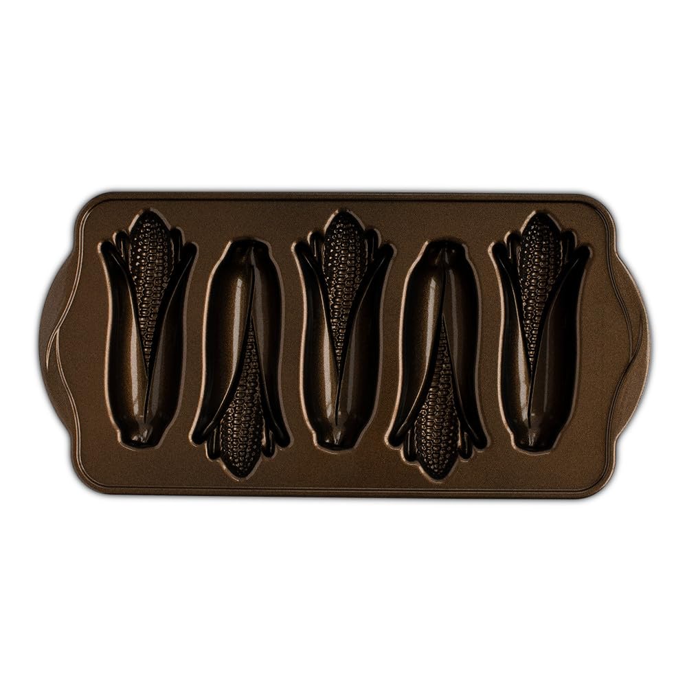 Cornbread Corn Cakes Pan (Pack of 3) by Nordic Ware – 2-Cup (Pack of 3), 2.0 cups, Aluminum, Bronze, Pack of 3