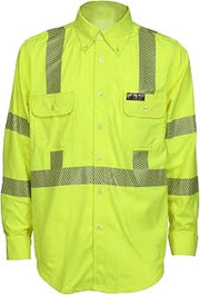 MCR Safety Summit Breeze Hi-Visibility Class 3 Flame Resistant FR Long Sleeve Work Shirt, Reflective Men's Work Shirt, 3X-Large Tall