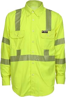 MCR Safety Summit Breeze Hi-Visibility Class 3 Flame Resistant FR Long Sleeve Work Shirt, Reflective Men's Work Shirt, 3X-Large Tall