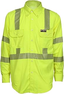 MCR Safety Summit Breeze Hi-Visibility Class 3 Flame Resistant FR Long Sleeve Work Shirt, Reflective Men's Work Shirt, X-Large Tall