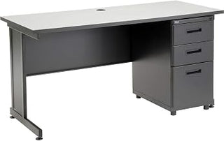 Interion Office Desk with 3 Drawers, 60"W x 24"D - Gray