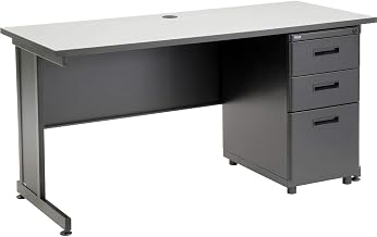 Interion Office Desk with 3 Drawers, 60"W x 24"D - Gray