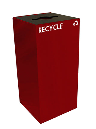 GeoCube Recycling Receptacle with Combination Slot/Round Opening by Witt Industries – 32.0 gallons, Steel, Scarlet, Model 32GC04-SC