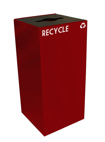 GeoCube Recycling Receptacle with Combination Slot/Round Opening by Witt Industries – 32.0 gallons, Steel, Scarlet, Model 32GC04-SC