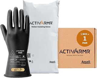 Ansell ActivArmr RIG0011B Electrical Safety Insulating Work Gloves, Class 00, for Auto, Metal Fabrication - Size 9, Black, (1 Pair)