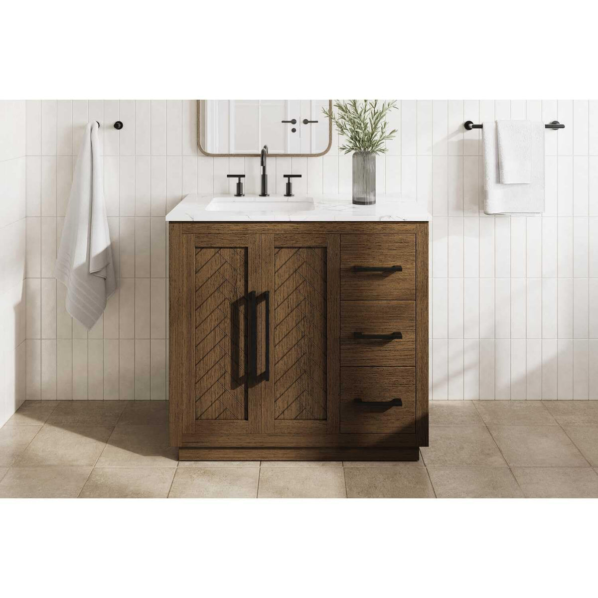 Chase Bathroom Vanity Hazel Oak by Lighting Design – Wood, Hazel Oak, Model VF29036HO