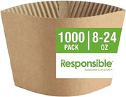 Responsible Products Paper Cup Sleeves, Plastic-Free Recyclable Paper Cup Sleeves, Extra Strength, Made without PFAS, Natural Brown (1000 count)