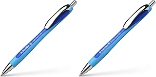 Schneider Slider Rave XB (Extra Broad) Ballpoint Pen, Refillable + Retractable, 1.4 mm, Light Blue Barrel, Blue Ink, Blister Pack of 2 Pen (73253)