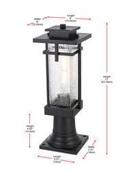 Cambria One Light Outdoor Post Mount Black by Lighting Design – Iron, Black, Model OD320P17BK