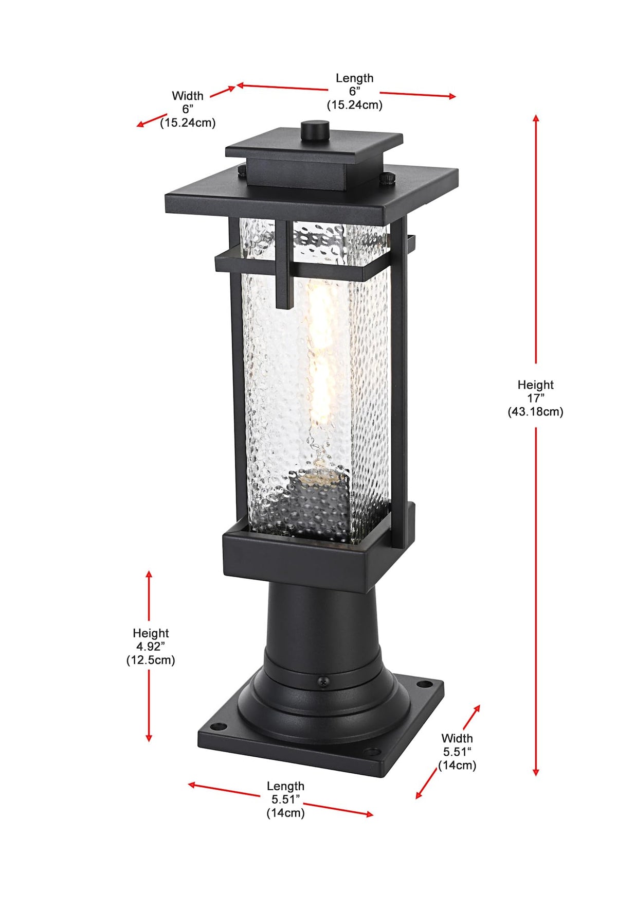 Cambria One Light Outdoor Post Mount Black by Lighting Design – Iron, Black, Model OD320P17BK