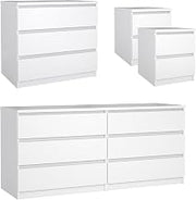 Tvilum Scottsdale White 4 Piece Bedroom Set with Dresser, Chest, and Nightstands