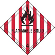 Labelmaster HML5C Flammable Solid Worded Label, Paper, Hazmat, 4" x 4" (Pack of 100)