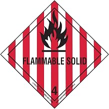 Labelmaster HML5C Flammable Solid Worded Label, Paper, Hazmat, 4" x 4" (Pack of 100)